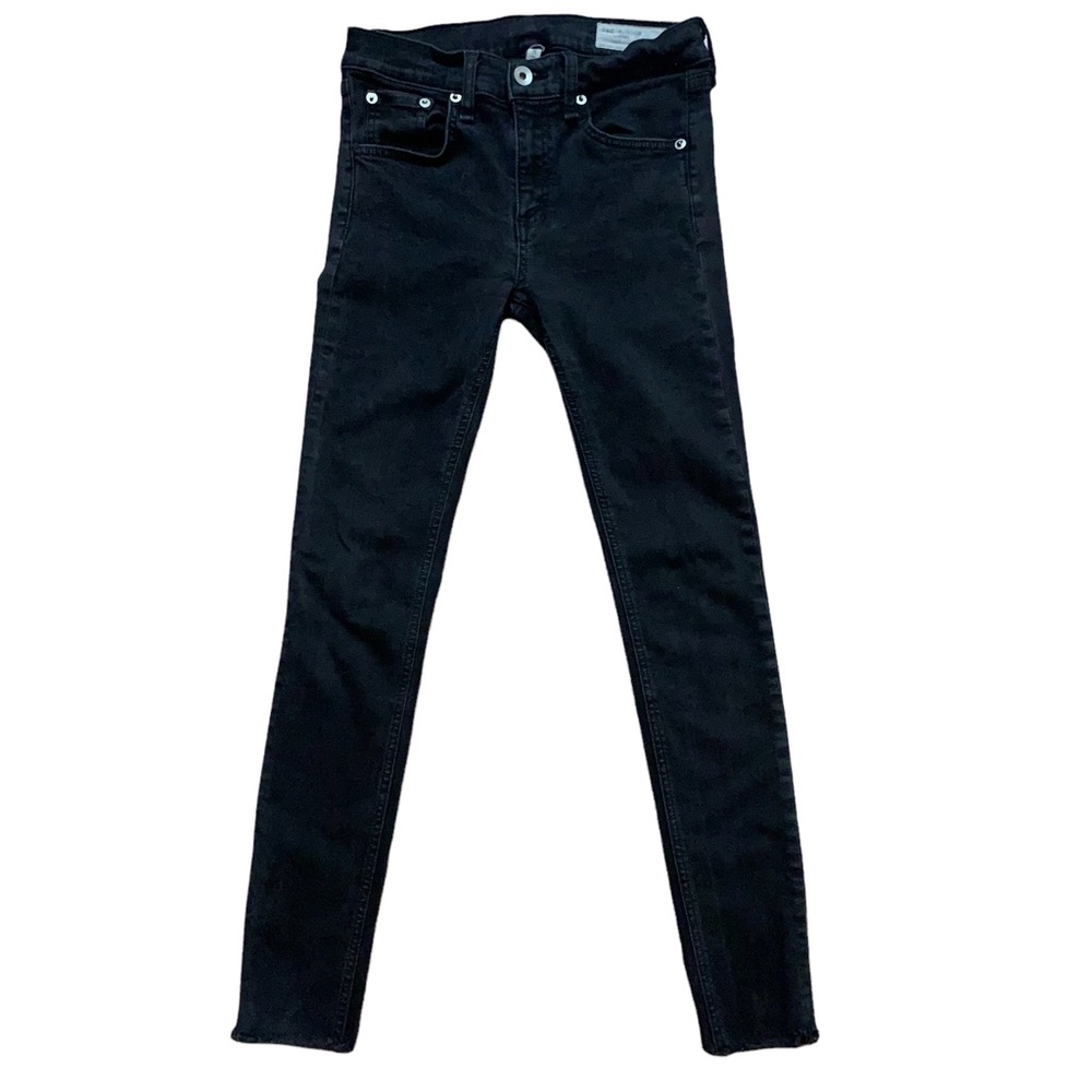 Rag & Bone Jeans Womens Size 26 Raw Hem Ankle Skinny Denim Stretch Black
